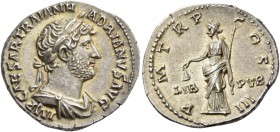 Hadrian, 117-138. Denarius 119-122, AR 3.54 g. IMP CAESAR TRAIAN H – ADRIANVS AVG Laureate, draped and cuirassed bust r. Rev. P – M TR P – COS ­ III L...