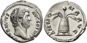 Hadrian, 117-138. Denarius 134-138, AR 3.21 g. HADRIANVS – AVG COS III P P Bare head r. Rev. ANNO – NA Modius with corn ears and poppy. C 172. BMC 595...