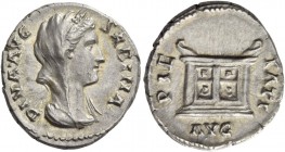 Sabina, wife of Hadrian. Diva Sabina. Denarius 138-139, AR 3.44 g. DIVA AVG – SABINA Diademed and draped bust r., wearing wreath of corn ears. Rev. PI...