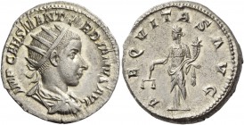 Gordian III, 238 – 244. Antoninianus 240, AR 4.76 g. IMP CAES M ANT GORDIANVS AVG Radiate, draped and cuirassed bust r. Rev. AEQVITAS AVG Aequitas sta...