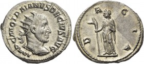Trajan Decius, 249 – 251. Antoninianus 249-251, AR 4.59 g. IMP C M Q TRAIANVS DECIVS AVG Radiate and cuirassed bust r. Rev. D – A – CIA Dacia standing...