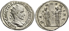Trajan Decius, 249 – 251. Antoninianus 249-251, AR 4.09 g. IMP C M Q TRAIANVS DECIVS AVG Radiate and cuirassed bust r. Rev. PANNONIAE The two Pannonia...