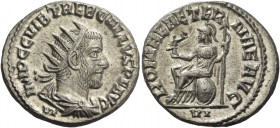 Trebonianus Gallus, 251 – 253. Antoninianus, Antiochia 251-253, AR 4.61 g. IMP C C VIB TREB GALLVS P F AVG Radiate, draped and cuirassed bust r.; belo...