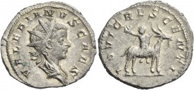Valerian II caesar, 253 – 254. Antoninianus, Colonia 257, AR 4.18 g. VALERIANVS CAES Radiate and draped bust r. Rev. IOVI CRESCENTI Infant Jupiter on ...