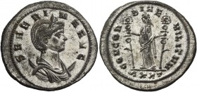 Severina, wife of Aurelian. Antoninianus, Siscia 275, AR 4.83 g. SEVERI – NA AVG Diademed and draped bust r., on crescent. Rev. CONCOR – DIAE – MILITV...