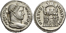 Maximianus Herculius first reign, 286 – 305. Argenteus, Siscia circa 294, AR 3.13 g. MAXIMIA – NVS AVG Laureate head r. Rev. VIRTVS – MILITVM Eight-tu...