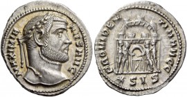Maximianus Herculius first reign, 286 – 305. Argenteus, Siscia circa 295, AR 3.30 g. MAXIMIA – NVS AVG Laureate head r. Rev. PROVIDEN – TIA AVGG Six-t...