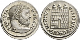 Maximianus Herculius first reign, 286 – 305. Argenteus, Serdica circa 303-305, AR 3.34 g. MAXIMIA – NVS AVG Laureate head r. Rev. VIRTVS – MILITVM Thr...