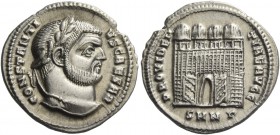 Constantius Chlorus caesar, 293 – 305. Argenteus, Nicomedia circa 295, AR 3.41 g. CONSTANTI – VS CAESAR Laureate head r. Rev. PROVINDEN – TIAE AVGG Fo...