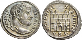 Galerius Maximianus ceasar, 293 – 305. Argenteus, Thessalonica circa 302, AR 3.31 g. MAXIMIA – NVS NOB C Laureate head r. Rev. VICTORIAE – SARMATICAE ...