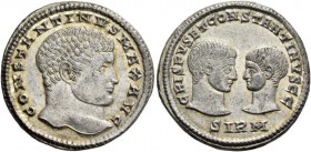 Constantine I, 307 – 337. Heavy miliarense, Sirmium 320, AR 4.82 g. CONSTANTINVS MAX AVG Bare head of Constantine r. Rev. CRISPVS ET CONSTANTINVS CC C...