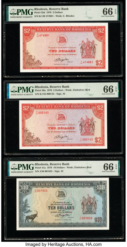 Rhodesia Reserve Bank of Rhodesia 2 (2); 10 Dollars 10.4.1979 (2); 2.1.1979 Pick...