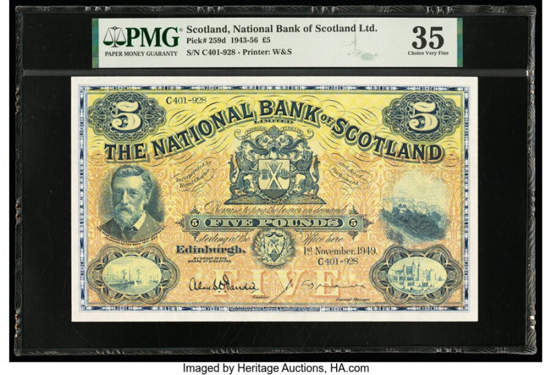 Scotland National Bank of Scotland Limited 5 Pounds 1.11.1949 Pick 259d PMG Choi...