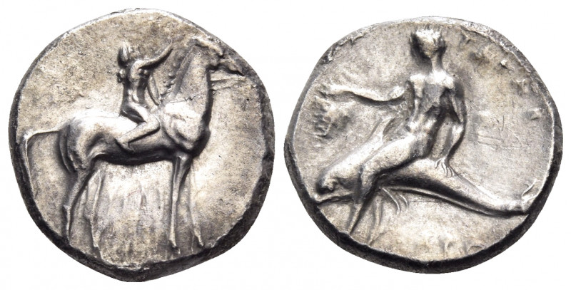 CALABRIA. Tarentum. Circa 280 BC. Nomos (Silver, 21 mm, 7.75 g, 9 h), struck und...