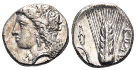 LUCANIA. Metapontion. Circa 330-290 BC. Nomos (Silver, 19.5 mm, 7.90 g, 11 h), struck under the magistrate Atha... Head of Demeter to left, wearing gr...