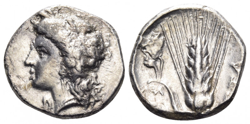 LUCANIA. Metapontion. Circa 330-290 BC. Nomos (Silver, 21 mm, 7.82 g, 8 h), stru...
