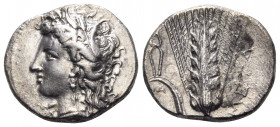 LUCANIA. Metapontion. Circa 330-290 BC. Nomos (Silver, 21 mm, 7.67 g, 7 h), struck under the magistrate Atha... Head of Demeter to left, wearing grain...