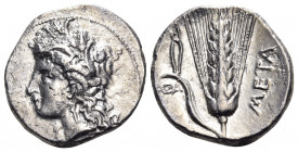 LUCANIA. Metapontion. Circa 330-290 BC. Nomos (Silver, 22 mm, 7.54 g, 12 h), struck under the magistrate Atha... Head of Demeter to left, wearing grai...