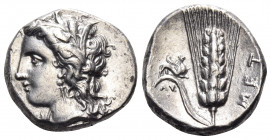 LUCANIA. Metapontion. Circa 330-290 BC. Nomos (Silver, 19.5 mm, 7.82 g, 9 h), struck under the magistrate Ly... Head of Demeter to left, wearing grain...