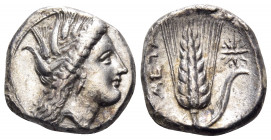 LUCANIA. Metapontion. Circa 330-290 BC. Nomos (Silver, 20 mm, 7.74 g, 8 h), struck under the magistrate Ly... Head of Demeter to right, wearing a grai...