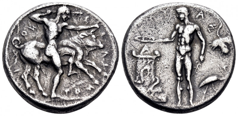 SICILY. Selinos. Circa 455-440 BC. Didrachm (Silver, 22 mm, 8.42 g, 9 h). Σ-Ε-ΛΙ...