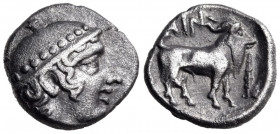 THRACE. Ainos. Circa 429-427/6 BC. Diobol (Silver, 11 mm, 1.27 g, 1 h). Head of Hermes wearing petasos to right. Rev. AIN Goat standing right; to righ...