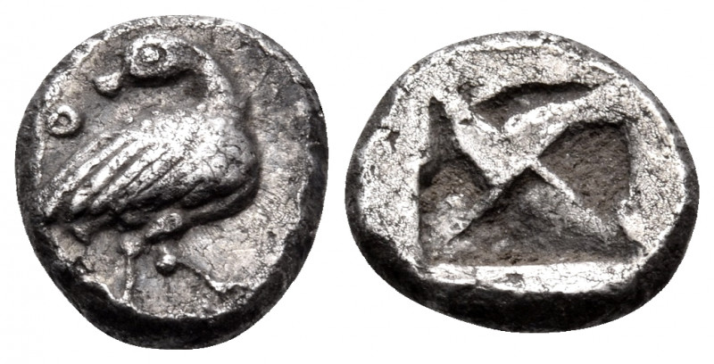 MACEDON. Eion. Circa 480-470 BC. Diobol (Silver, 10 mm, 1.05 g). Goose standing ...
