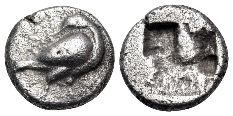 MACEDON. Eion. Circa 480-470 BC. Diobol (Silver, 10 mm, 1.22 g). Goose standing ...