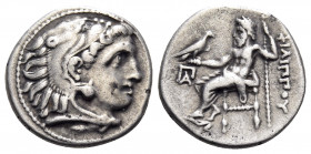 KINGS OF MACEDON. Philip III Arrhidaios, 323-317 BC. Drachm (Silver, 18 mm, 4.23 g, 11 h), Kolophon, circa 322-319. Head of Herakles to right, wearing...