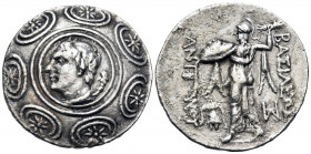 KINGS OF MACEDON. Antigonos II Gonatas, 277/6-239 BC. Tetradrachm (Silver, 30 mm, 16.78 g, 2 h), Amphipolis, circa 274/1-260/55. Horned head of Pan to...