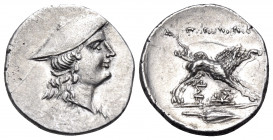AITOLIA, Aitolian League. Circa 205-150 BC. Triobol (Silver, 17.5 mm, 2.41 g, 7 h). Head of Aetolia to right, wearing kausia. Rev. AITΩΛΩN Calydonian ...