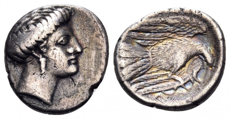 EUBOIA. Chalkis. Circa 338-308 BC. Drachm (Silver, 17 mm, 3.42 g, 11 h). Head of...