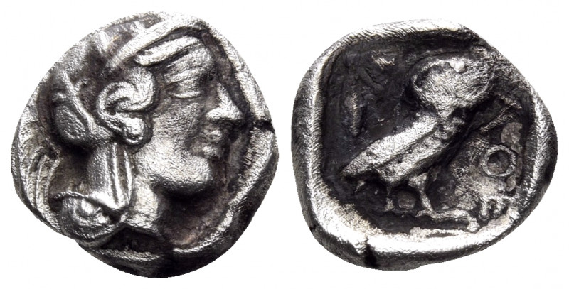 ATTICA. Athens. 449-404 BC. Drachm (Silver, 15 mm, 3.82 g, 8 h). Head of Athena ...