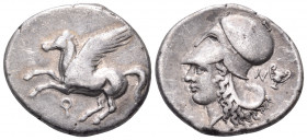 CORINTHIA. Corinth. Circa 375-300 BC. Stater (Silver, 23 mm, 8.42 g, 11 h). Ϙ Pegasos flying left. Rev. Helmeted head of Athena to left; behind, N and...