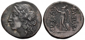 KINGS OF BITHYNIA. Prusias I Chloros, circa 230-182 BC. Tetrachalkon (Bronze, 27.5 mm, 11.87 g, 12 h). Laureate head of Apollo to left. Rev. ΒΑΣΙΛΕΩΣ ...