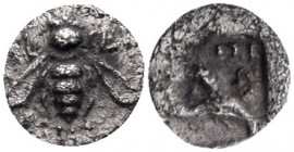 IONIA. Ephesos. Circa 500-420 BC. Tetartemorion (Silver, 6.5 mm, 0.19 g, 9 h). Bee. Rev. Head of eagle right within incuse square. Karwiese Series IV,...