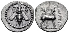 IONIA. Ephesos. Circa 202-150 BC. Drachm (Silver, 20 mm, 3.84 g, 12 h), struck under the magistrate Demetrios. E - Φ Bee with straight open wings. Rev...