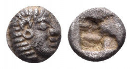 IONIA. Kolophon. Circa 530/25-500 BC. Hemiobol (Silver, 6 mm, 0.38 g). Archaic head of Apollo to right. Rev. Quadripartite incuse square. SNG Kayhan 3...