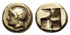 IONIA. Phokaia. Circa 478-387 BC. Hekte (Electrum, 10 mm, 2.55 g). Head of Athena to left, wearing crested Attic helmet decorated with a griffin; belo...