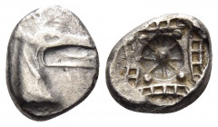 CARIA. Halikarnassos. Circa 500-480 BC. Tetrobol (Silver, 13 mm, 1.74 g). Head of a ketos to right. Rev. Incuse with a geometric pattern. SNG Kayhan 8...