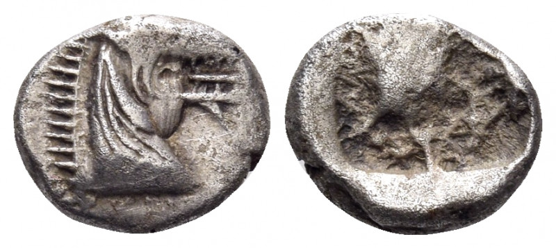 CARIA. Halikarnassos. Circa 500-480 BC. Tetrobol (Silver, 11 mm, 1.67 g). Head o...