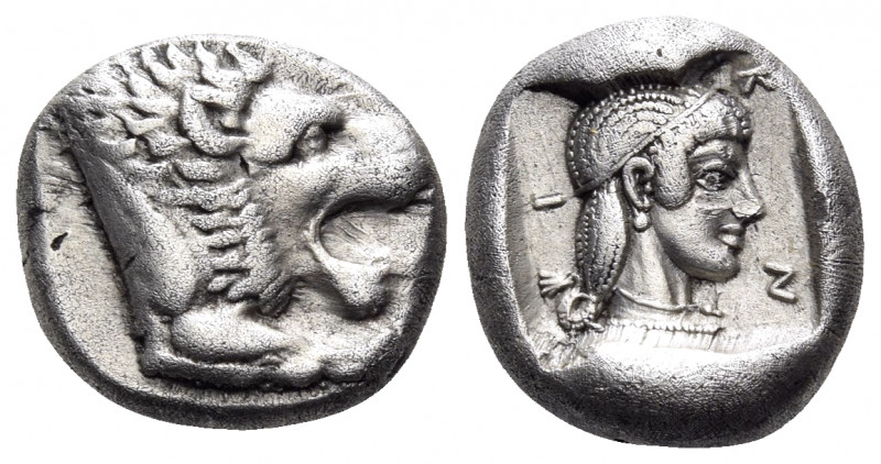 CARIA. Knidos. Circa 465-449 BC. Drachm (Silver, 16 mm, 6.02 g, 9 h). Forepart o...