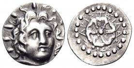 ISLANDS OFF CARIA, Rhodos. Rhodes. Circa 88/42 BC-AD 14. Drachm (Silver, 19.5 mm, 3.75 g, 11 h), struck under the magistrate Aristeidas. Radiate head ...