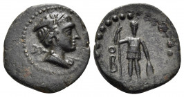 LYCIA. Oinoanda. Circa 200 BC. (Bronze, 17 mm, 3.66 g, 11 h). Draped bust of Hermes to right, wing above his ear, wearing taenia; kerykeion over left ...