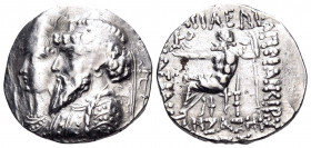 KINGS OF ELYMAIS. Kamnaskires III, with Anzaze, circa 82/1-73/2 BC. Tetradrachm (Silver, 26 mm, 15.82 g, 1 h), Seleukeia on the Hedyphon, uncertain da...