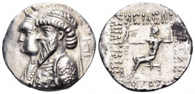 KINGS OF ELYMAIS. Kamnaskires III, with Anzaze, circa 82/1-73/2 BC. Tetradrachm (Silver, 27 mm, 15.65 g, 12 h), Seleukeia on the Hedyphon, uncertain d...