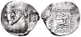 KINGS OF ELYMAIS. Kamnaskires III, with Anzaze, circa 82/1-73/2 BC. Tetradrachm (Silver, 29 mm, 12.76 g, 12 h), Seleukeia on the Hedyphon, uncertain d...