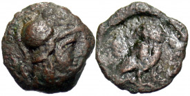 BAKTRIA, Pre-Seleukid Era. Sophytes, circa 305-294 BC. (Bronze, 13 mm, 1.18 g, 8 h), Aï Khanoum or Baktra. Helmeted head of Athena to right. Rev. Owl ...