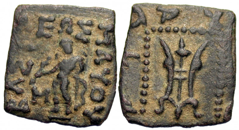 INDO-SKYTHIANS. Maues, circa 125-85 BC. (Bronze, 14 mm, 2.11 g, 12 h). ΒΑΣΙΛΕΩΣ ...