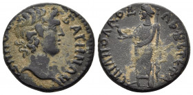 LYDIA. Bagis. Pseudo-autonomous issue, time of Marcus Aurelius and Commodus, 177-180. (Bronze, 22 mm, 7.70 g, 6 h), struck under the stephanephoros (a...